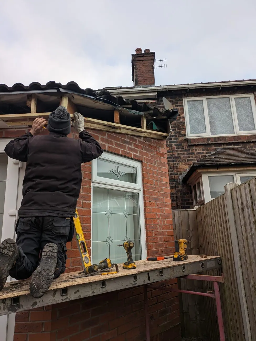 Roofing work in progress