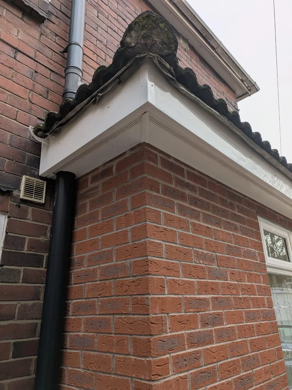 Roofing work at chimney